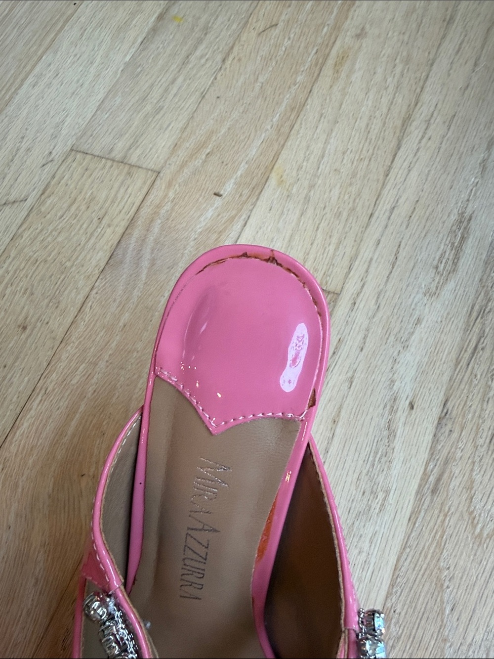 Embellished Pink Patent Pointed Toe Mules - Picture 6 of 6